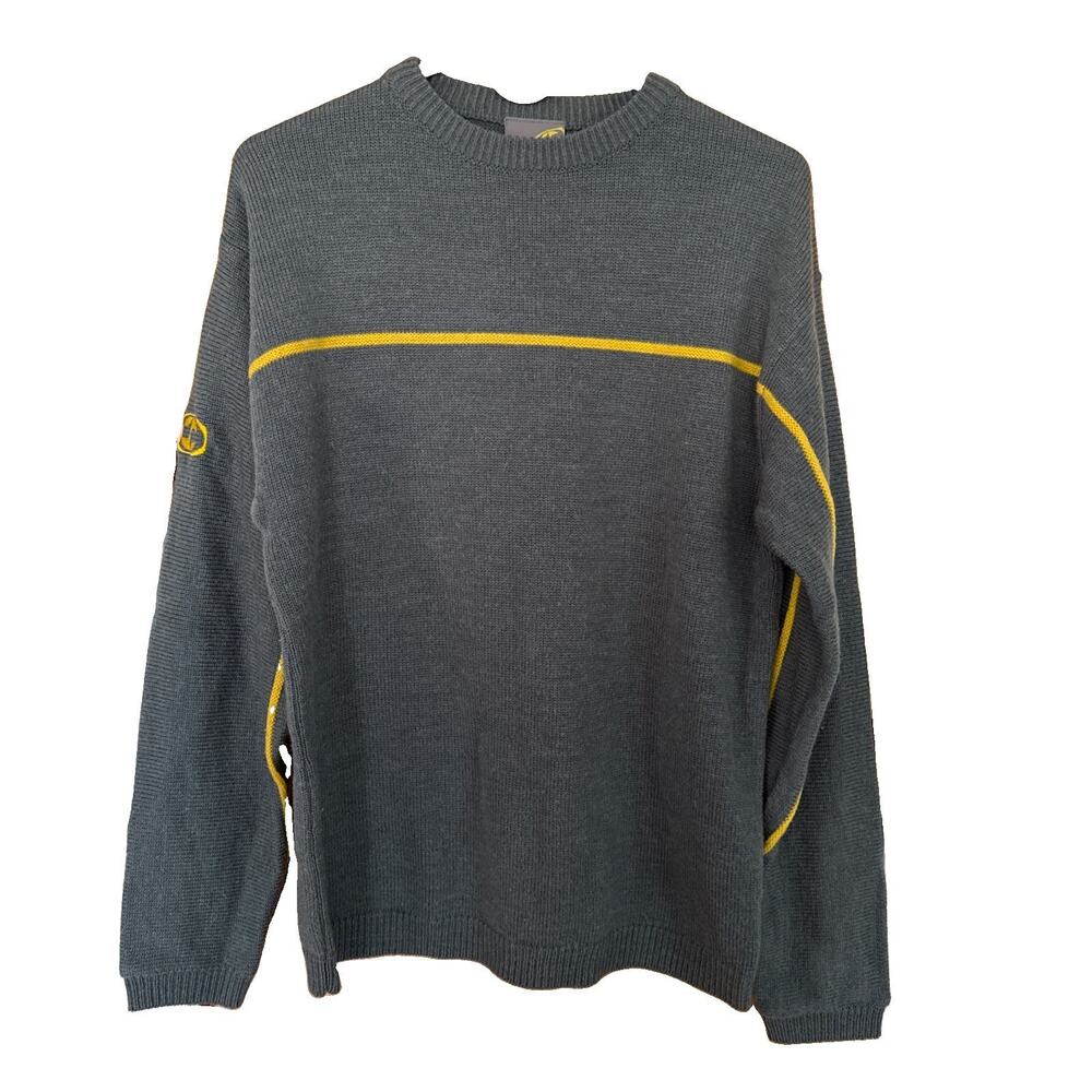 Split Men's Gray Sweater Pullover Medium Wool Blend Vintage Y2k Rare